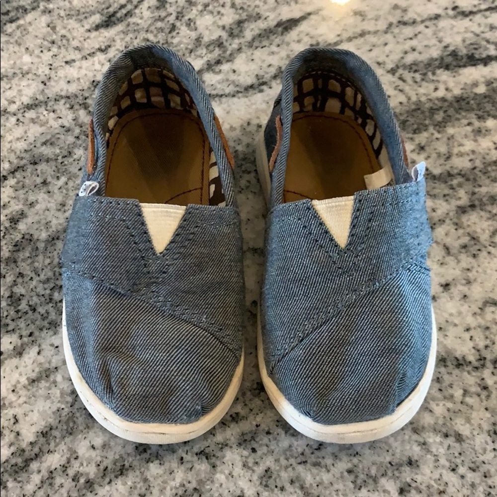 TOMS toddler girl denim slip on shoes